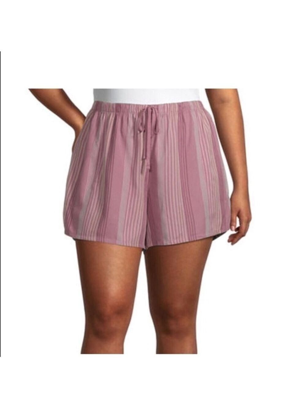 Ambrielle 1X NWT womans sleep/lounge shorts mauve stripe